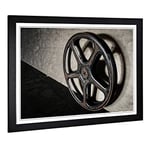 Big Box Art Framed Print of Vintage Movie Film Reel (2) Design | Wall Art Picture | Home Decor for Kitchen, Living, Dining Room, Bedroom, Hallway, Office, Black, A2 / 24.5x18 Inch / 62x45cm