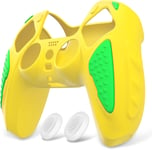 Housse En Silicone Pour Ps5 Manette,Housse De Protection Antidérapante Pour Ps5 Cover En Silicone Avec Capuchon Joystick Pour Ps5-Jaune Citron & Vert(Édition Chevalier)