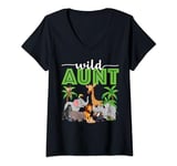 Wild Aunt Zoo Born Two Be Wild B-day Safari Jungle Animal V-Neck T-Shirt