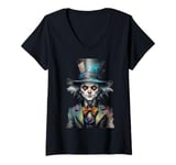 Womens Mad Man Funny Clown V-Neck T-Shirt