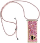 Collier Pour Samsung Galaxy S9 Plus Silicone Coque Glitter Liquide Filles Femmes Étui Housse Étincelle À Bandoulière Et Cordon Collier Avec Réglable Cordon Lanière Pochette Pour Telephone Portable