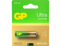 Gp Batteries Ultra Alkaline Gp15au, Engångsbatteri, Aa, Lr06, Alkalisk, 1,5 V, 4 Styck, Cd (Kadmium), Hg (Kvicksilver)