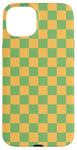 iPhone 15 Plus Yellow, Green, Checkerboard Squared Pattern, Checkered Case