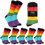 Chaussettes Mi-Mollet Homme - Paquets Multiples de Doux et Confortable Chaussette Coton Homme Taille Unique 40-45 (Multi Arc-en-Ciel-Lot de 6)