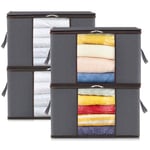 Lifewit Lot de 4 Sac de Rangement 75L, Boite Rangement Vetement Pliable, Caisse Rangement Sous Lit, Cartons Déménagement, Housse de Rangement Couette pour Vêtements, Couvertures, Jouets, Gris