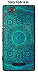 Coque Sony Xperia M design Mandala rosace Bleu & Noir