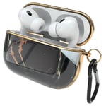 For Apple AirPods Pro 2 Marble Look IMD Cover Case 360° Shockproof Black