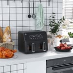 8L Double Basket Air Fryer with 8 Presets Digital Display Recipe Timer 2500W