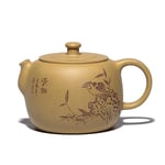 YUXINXIN Yellow teapot ore Segment teapot Power to Send Hand-Carving Jade teapot Kettle Drum (Color : Yellow)