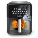 Huddle® Compact 6.3L Air Fryer with Digital Touchscreen, 8 Cooking Presets, Preheat Setting, Adjustable Temperature, Viewing Window, Auto Shutoff, Dishwasher-Safe for Healthy, Energy-Saving Meals