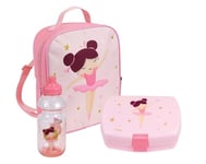 DANSEUSE BALLERINE LOT VAISSELLE POUR ENFANT AVEC UNE GOURDE 350 ML, UNE BOITE GOUTER ET UN SAC A DOS ISOTHERME 5L - VAISSELLE REUTILISABLE