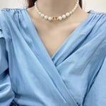 Mode Bohemian Letter CD Pearl Choker Halsband Punk Halsband A1