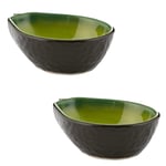 2pcs Typhoon World Food Avocado Design Food Serving Sauce Salad Oval Green Bowl