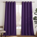 PONY DANCE Rideau Occultant - Draperies Interieurs Lourds Isolation Thermique avec Oeillets Décoration de Fenêtre Tissu Uni Solid Polyester, 2 Panneaux, Violet, 140L X 240H cm