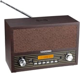 Radio Fm Bluetooth Bois Secteur-Radio Avec Lecteur Cle Usb,Chargement Sans Fil,Boîte Acoustique En Bois,Haut-Parleur Integre,Alimentation Dc,Ecran Lcd,Reveil Avec 2 Sons De Reveil