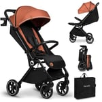 LIONELO Cloe Poussette Pliable Bébé jusqu'à 22 kg Réglage du Dossier Fonction Sommeil Harnais à 5 Points Grandes Roues Pivotantes Moustiquaire Compacte Imperméable (brun)