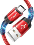 JSAUX Câble USB-C Charge Rapide [Lot de 2, 2M] 3.1A Cable USB Type C Chargeur Nylon Tressé Compatible avec iPhone 16 15 Pro Max, Samsung Galaxy S24 S23 Ultra A55 A53 S22 S21 S20, Android Auto-Rouge