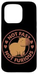 Coque pour iPhone 15 Pro Badge parodie du film Capybara avec inscription « Not Fast Not Furious »