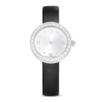 Swarovski Montre Matrix Tennis, Swiss Made, Bracelet en Cuir, Noir, Acier Inoxydable