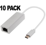 10 x PACK USB C to Ethernet Adapter, Type-C Thunderbolt 3 RJ45 Gigabit 1000 Mbps