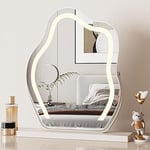 Dripex Miroir Maquillage Lumineux, Miroir LED Nuage Miroir Hollywood Rotation à 180° Miroir Coiffeuse Contrôle Tactile Miroir Lumineux 3 Modes Luminosité Réglable 58 x 50 cm - Blanc