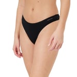 Calvin Klein Women's 3 Pack Thong (Low-rise) 000qd5217e Thongs, Black (Black/Black/Black), XL