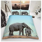 GC GAVENO CAVAILIA Parure de lit Douce et Confortable avec Housse de Couette Respirante pour lit Double Motif Animal 3D Éléphant