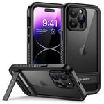 Lanhiem Coque pour iPhone 14 Pro Max Étanche - Antichoc [avec Support Arrière] Incassable 360 Intégrale [Protection Écran+Camera] IP68 Militaire Chantier Imperméable pour iPhone 14 Pro Max Noir