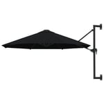 Parasol Mural Avec Mât En Métal 300 Cm Noir Helloshop26 02_0008683