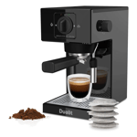 Dualit Espresso 1.4L Coffee Machine Black Manual Filter Holder & Frother -DA4470