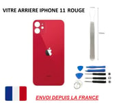 Vitre Arrière Compatible Iphone 11 Rouge 6.1 Qualité Origine En Verre, Coque Cache Batterie Double Face Adhésif, Kit Outil, Lame Métal