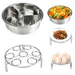 LYTIVAGEN 3 PCS Pressure Cooker Accessories Divider Steam Basket with Egg Steamer Rack Stainless Steel Steamer Rack Set Fits for 5,6,8qt Pressure Cooker