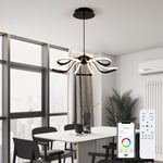 Suspension Luminaire led Petal, 56W Luminaire Plafonnier, Dimmable avec Télécommande, Lustre Salon Moderne, Bras de Lampe Réglable, 3000-6500K