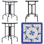 Table de bistro mosaïque bleu et blanc Céramique - table - tables - Home & Living - Bleu