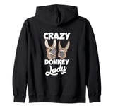 Crazy Donkey Lady Quote Funny Donkey Lover Farm Animal Zip Hoodie