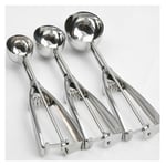 Cuillère à Glace, 3 Pcs Boules Cuillère à Crème Glacée Réutilisable Ice Cream Scoop en Acier 304 Inoxydable avec Renforcer Cuillères Sphériques pour