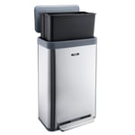 Kitchen Rubbish Waste Bin Recycling Wide Single Pedal Removable Inner 65L Silver