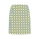 Swing Out Sister Ladies Pull-On Skort in Sunshine and Navy Blue Mosaic Pattern