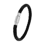 JOOP! bracelet en acier inoxydable cuir hommes bijoux de bras, 21 cm, argent, Livré dans une boîte cadeau de bijoux