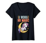 Womens I Work HR Magic Retro Human Resource Management For HR Squad V-Neck T-Shirt