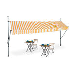 Relaxdays Auvent pour Balcon, Hauteur réglable, sans percer, Anti-UV, Largeur 400 cm, Blanc-Orange