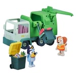 Bluey Garbage Truck Vehicle Playset With Two 2.5"-3" Official Collectable Character Action Figures With The Bin Man And 2 Rubbish Bin Accessories