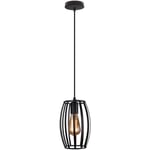 Lustre Suspension Cage Métal Créatif Lustre Plafonnier Industriel E27 pour Salon Chambre Bar Noir