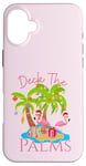 iPhone 16 Plus Deck The Palms Trees Christmas Lights Flamingos Coastal Case