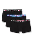 Tommy Jeans Men Pack of 3 Boxer Short Trunks Stretch Cotton, Black (Blck/Blck/Empr Blu), S