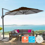 Parasol de jardin 3x3 déporté en aluminium jardin terrasse Paradise Brown