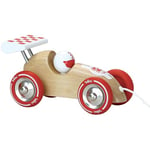 Vilac Wooden Pull Along Racing Car, Pull Toy with String, Made In France, Vintage Design, Comes In Box Great for Gifting, 16 x 9 x 9 cm, Suitable for 18 Months+, Natural