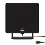 HDTV Antenna Indoor with High Gain - August DTA450 - Digital TV Aerial, DAB Radio Receiver and Freeview HD Reception for Use with TV/Set Top Box/USB TV Tuner / 4K Smart TV - 3-Meter Cable - Black