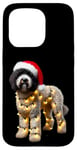 iPhone 15 Pro White Lagotto Romagnolo Santa Hat Christmas Lights Dog Owner Case