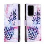 KM-WEN® Case for Samsung Galaxy Note20 Ultra N985F (6.9 Inch) 3D Design Pineapple Pattern Magnetic Closure PU Leather Wallet Case Flip Cover Case Bag with Stand Protective Cover Color-6